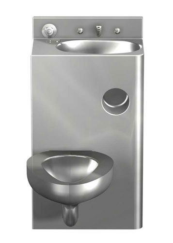 WC da appoggio - PENAL-WARE® : 1420 - Acorn - in acciaio inossidabile / per bagno pubblico / con lavabo integrato