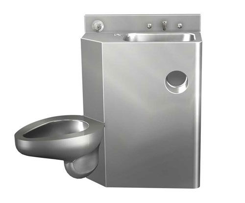 WC da appoggio - PENAL-WARE® : 1426 - Acorn - in acciaio inossidabile / per bagno pubblico / con lavabo integrato