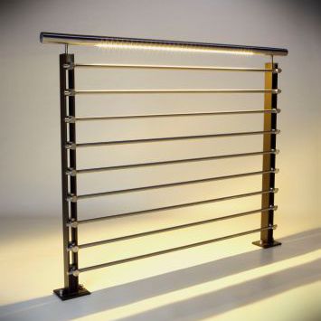 Ringhiera in acciaio inossidabile - FERRIC™ LED - HDI Railing Systems - a sbarre / pannelli in vetro / da interno
