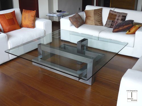 Tavolino basso contemporaneo - IOS - GONZALO DE SALAS - in vetro / quadrato / per uso residenziale