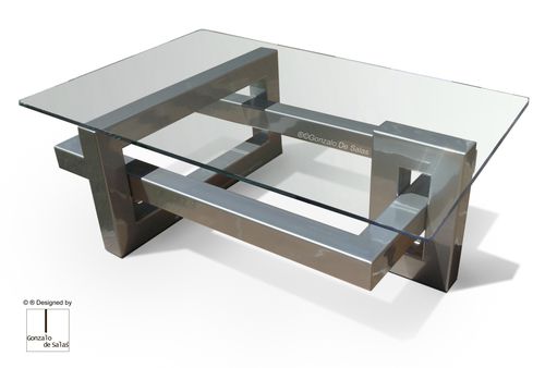 Tavolino basso contemporaneo - IOS - GONZALO DE SALAS - in metallo / rettangolare / per uso residenziale