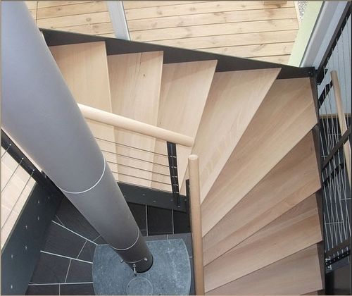 Scala a U - KELLER TREPPENBAU AG - con gradini in legno / con struttura in metallo / contemporanea