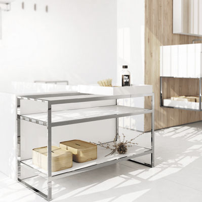 Mobile lavabo da appoggio - CABINET : 768001415001265 - COSMIC - impiallacciato in legno / in acciaio inossidabile / contemporaneo