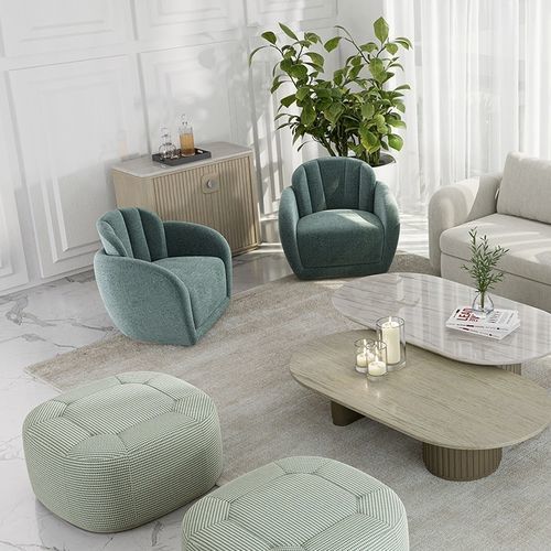 Poltrona contemporanea - GEM 111 - Adriana Hoyos - in tessuto / beige / verde