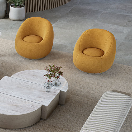 Poltrona contemporanea - LUA 101 - Adriana Hoyos - in tessuto / beige / gialla