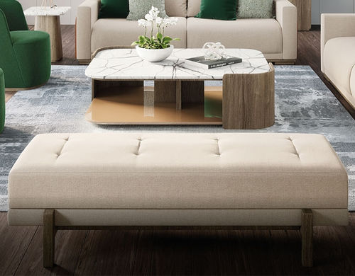 Divanetto imbottito chesterfield - TEN 200 - Adriana Hoyos - in tessuto / con supporto in legno / in legno