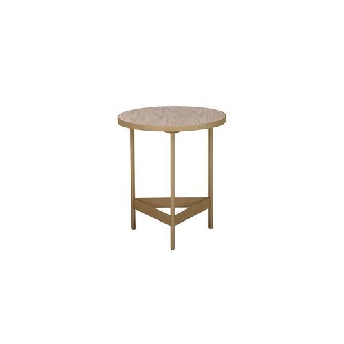 Tavolo d'appoggio contemporaneo - RUMBA  - Adriana Hoyos - in legno / con supporto in metallo / rotondo