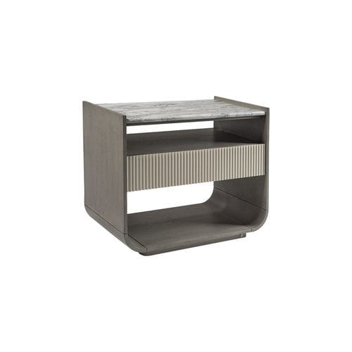 Comodino contemporaneo - LUA 111 - Adriana Hoyos - in quarzite / con supporto in legno / rettangolare