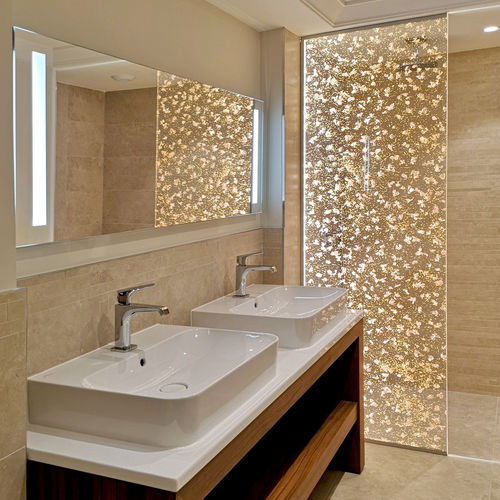 Pannello decorativo di rivestimento - HORTENSIAS & OR - E026 - DACRYL® - da parete / per interni / per gradini