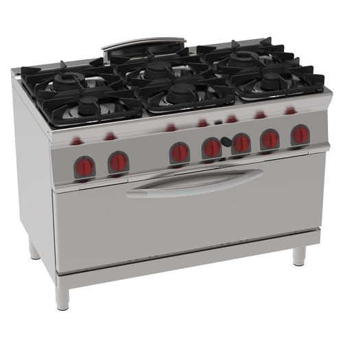 Blocco cottura a gas - 35760317 - Mas Baga - professionale / 6 fuochi / 1 forno