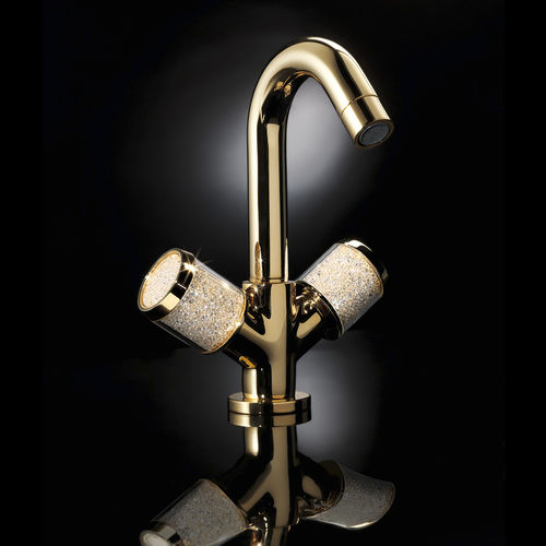 Miscelatore doppio comando per lavabo - 77 002 O - Griferías Maier - da appoggio / in metallo / in cristallo Swarovski®