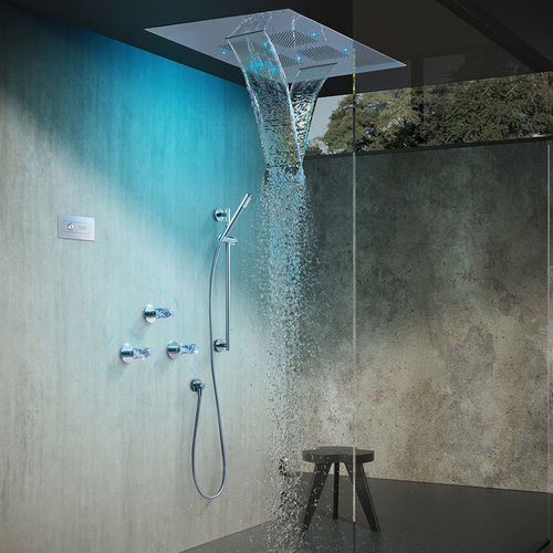 Soffione doccia da incasso a soffitto - 80 K703 - Griferías Maier - rettangolare / a pioggia / con cromoterapia