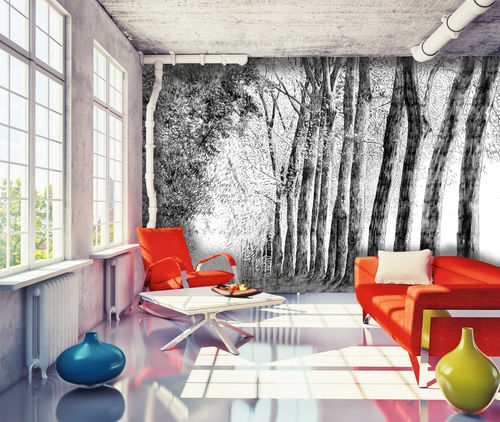 Carta da parati design originale - FOR&Ecirc;T AU CRAYON - In Création - con motivi naturali