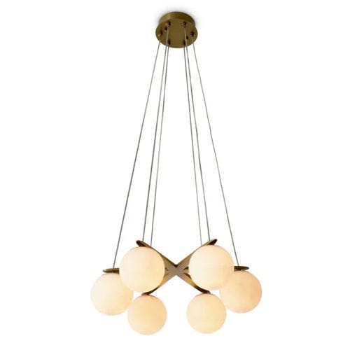 Lampadario contemporaneo - MORRO - EICHHOLTZ - in ottone / in alabastro / da 6 lampadine