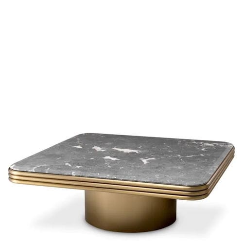 Tavolino basso contemporaneo - CLAREMORE  - EICHHOLTZ - in marmo / con supporto in ottone spazzolato / quadrato