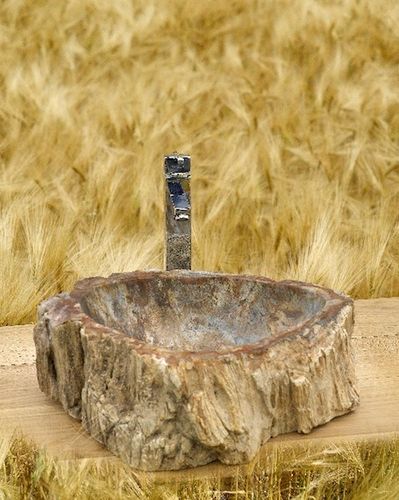 Lavabo da appoggio - FOSSIL - SDA Decoration - in legno fossilizzato / ovale / contemporaneo