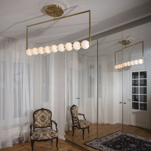 Lampadario contemporaneo - LIGNE DE PERLES - Semeur d'étoiles - in vetro / in ottone / da 9 lampadine