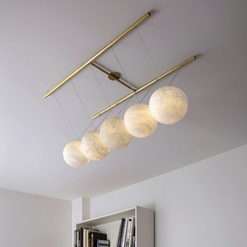 Lampadario contemporaneo - FRAGILES PLANÈTES - Semeur d'étoiles - in vetro / in ottone / da 5 lampadine