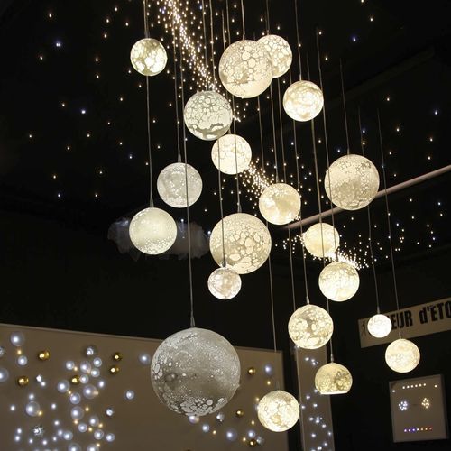 Lampadario contemporaneo - LUNES - Semeur d'étoiles - in vetro soffiato / contract / con diffusori sferici
