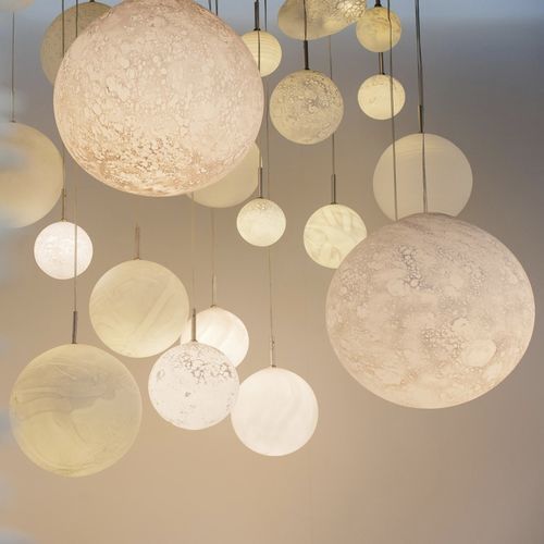 Lampadario contemporaneo - PLAN&Egrave;TES - Semeur d'étoiles - in vetro soffiato / con diffusori sferici / 1 livello