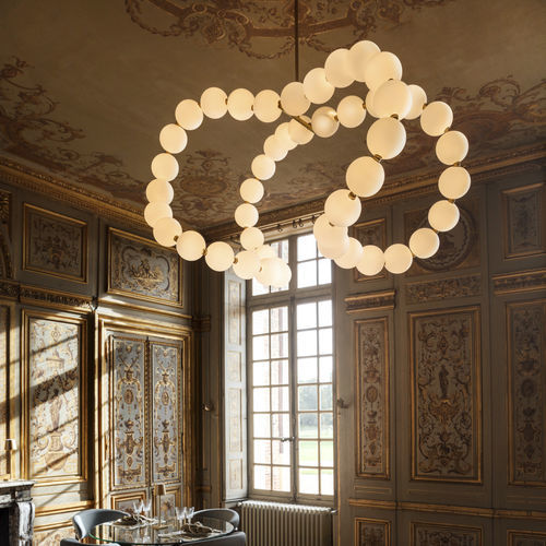 Lampadario contemporaneo - COURBES DE PERLES - Semeur d'étoiles - in vetro soffiato / in ottone / contract