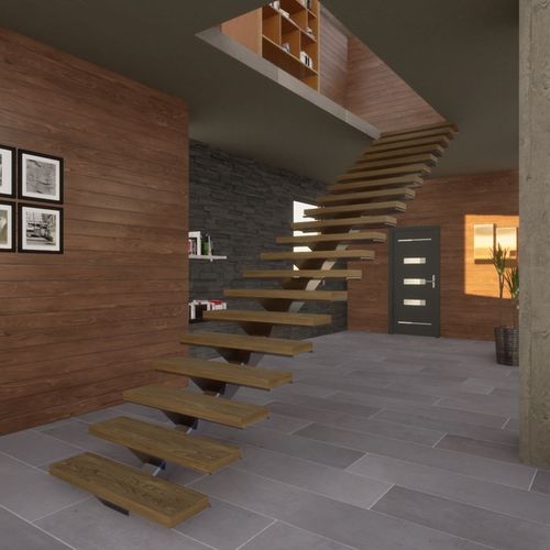 Scala dritta - KACENTRIK - KOZAC - a L / a U / con gradini in legno