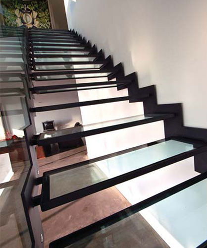 Scala dritta - KREMA - KOZAC - a U / con gradini in legno / con gradini in vetro