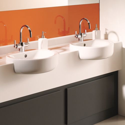 Piano lavabo doppio - Venesta - in Solid Surface / ad uso professionale