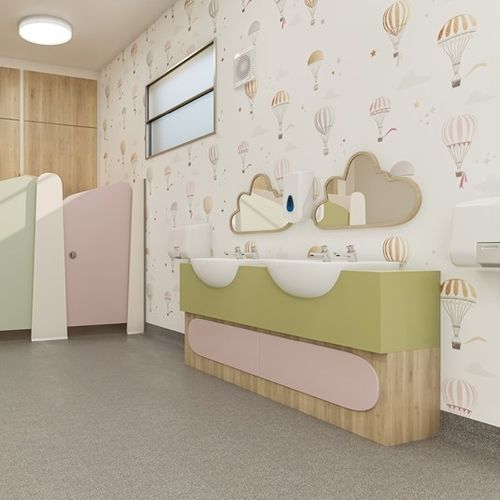 Piano lavabo doppio - LOLLIPOP - Venesta - in HPL / ad uso professionale