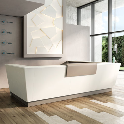 Banco reception modulare - PRIOR - Styloffice S.p.a. - curvo / in legno / in pelle