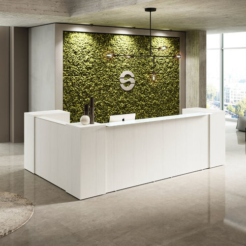 Banco reception modulare - AXIOM - Styloffice S.p.a. - curvo / in legno / in vetro