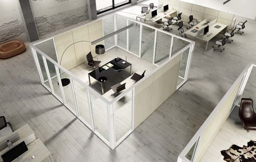 Divisorio per ufficio a pavimento - TECNAOPEN - Styloffice S.p.a. - in vetro / in metallo / in legno