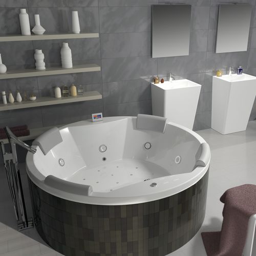 Vasca da bagno rotonda - CARMEN - RIHO - in acrilico / doppia / idromassaggio