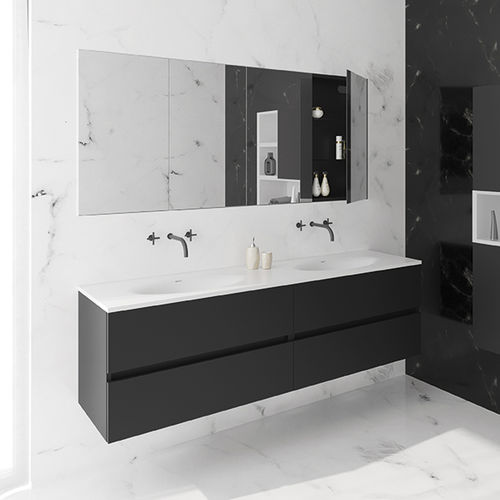 Mobile lavabo doppio - AVIANO - RIHO - sospeso / in legno / contemporaneo
