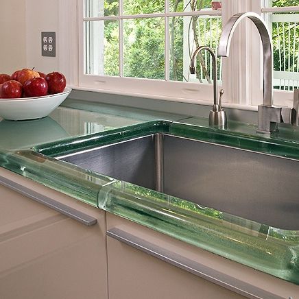 Piano di lavoro in vetro - THICKGLASS™  - Aag-glass - da cucina / con bordi arrotondati
