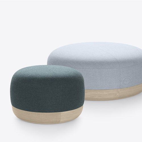 Pouf contemporaneo - EGON - Alki - in tessuto / in pelle / in legno