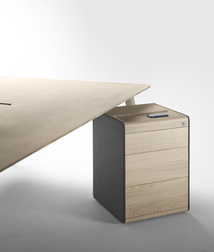 Cassettiera per ufficio in legno - HELDU - Alki - in pelle / 3 cassetti