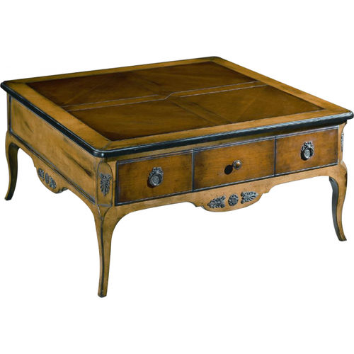 Tavolino basso in stile - MARIE ANTOINETTE : 50090 - LABARERE - in legno laccato / quadrato / con cassetti