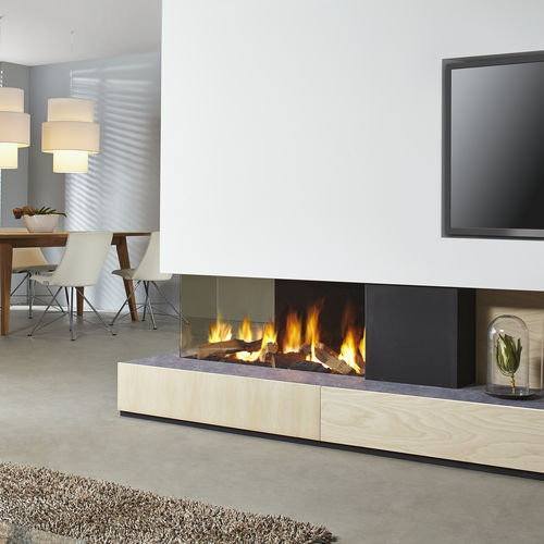 Focolare chiuso a gas - DRU - Metro 100XTL Eco Wave - DRU - a 3 facce / in acciaio / in vetro