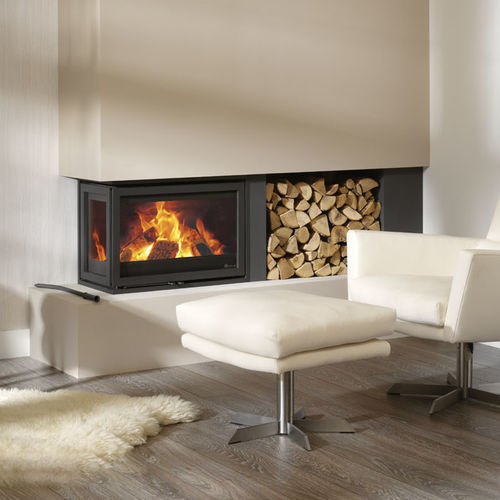 Inserto per camini ad angolo - Dik Geurts - Instyle Corner 660 High - DRU - a legna / in acciaio / contemporaneo