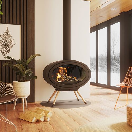Stufa a legna - Dik Geurts - Oval Front, Legs - DRU - 5 kW...10 kW / con piedi / contemporanea