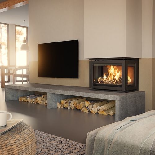 Inserto per camino trifacciale - Dik Geurts - Instyle Triple 660 Low - DRU - a legna / in acciaio / contemporaneo