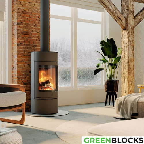 Stufa a legna - Dik Geurts - Orbe - DRU - 9 kW / a pavimento / contemporanea
