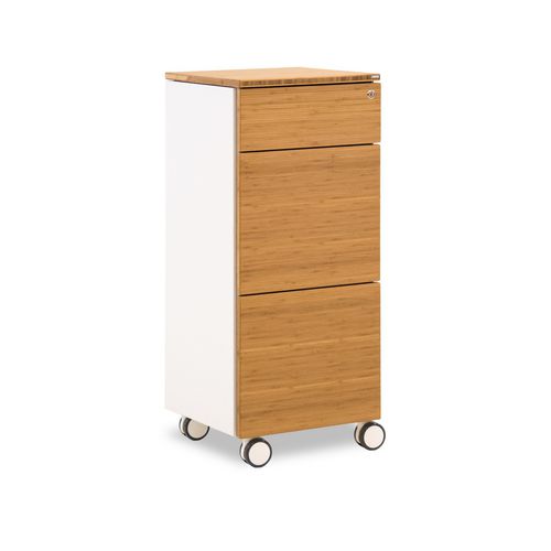 Cassettiera per ufficio in legno - BAMBOO - Leuwico - 3 cassetti / con rotelle / a chiave