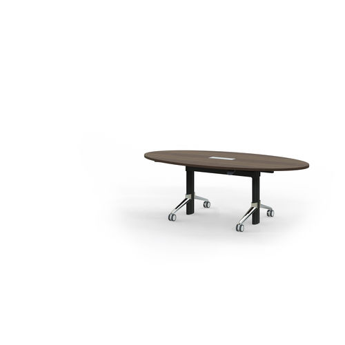 Tavolo da riunione contemporaneo - GO2MOVE - Leuwico - in legno / con supporto in alluminio / rettangolare