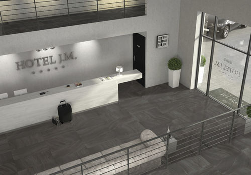 Piastrella in gres porcellanato - RIVERLAND : BLACK - Century - levigata / da interno / da pavimento