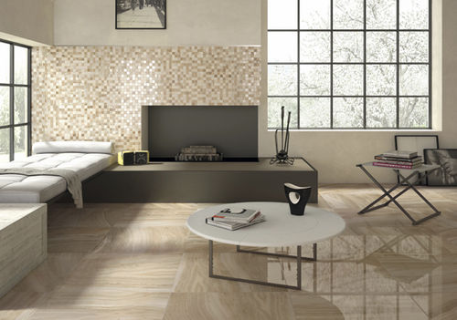 Piastrella in gres porcellanato - RIVERLAND : BROWN - Century - lucida / da interno / da pavimento