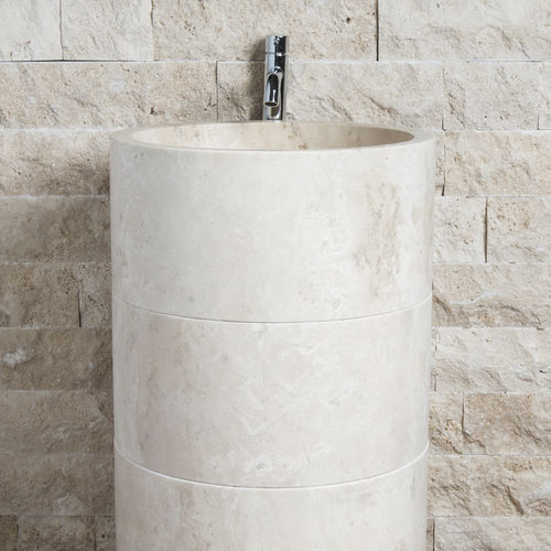 Lavabo autoportante - COLONNA - PIETRE DI RAPOLANO PDR SRL - in pietra / rotondo / contemporaneo
