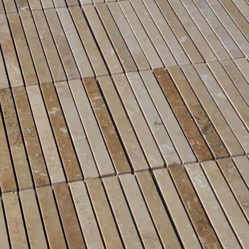 Mosaico in travertino - MINI PLANKS HF - PIETRE DI RAPOLANO PDR SRL - liscio / da esterno / da bagno