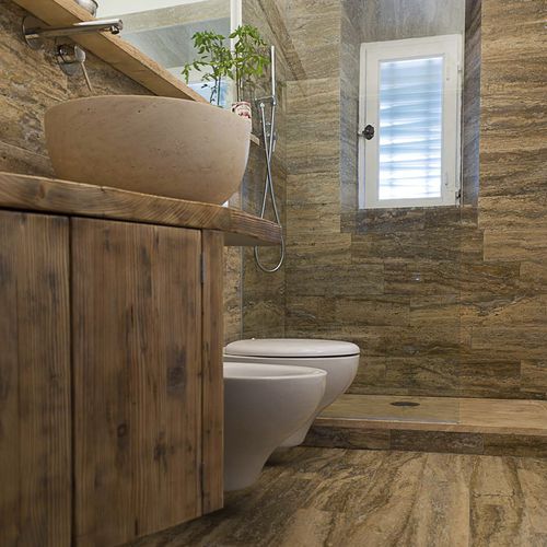 Piastrella in travertino - ELM STONE - PIETRE DI RAPOLANO PDR SRL - anticata / da interno / da parete